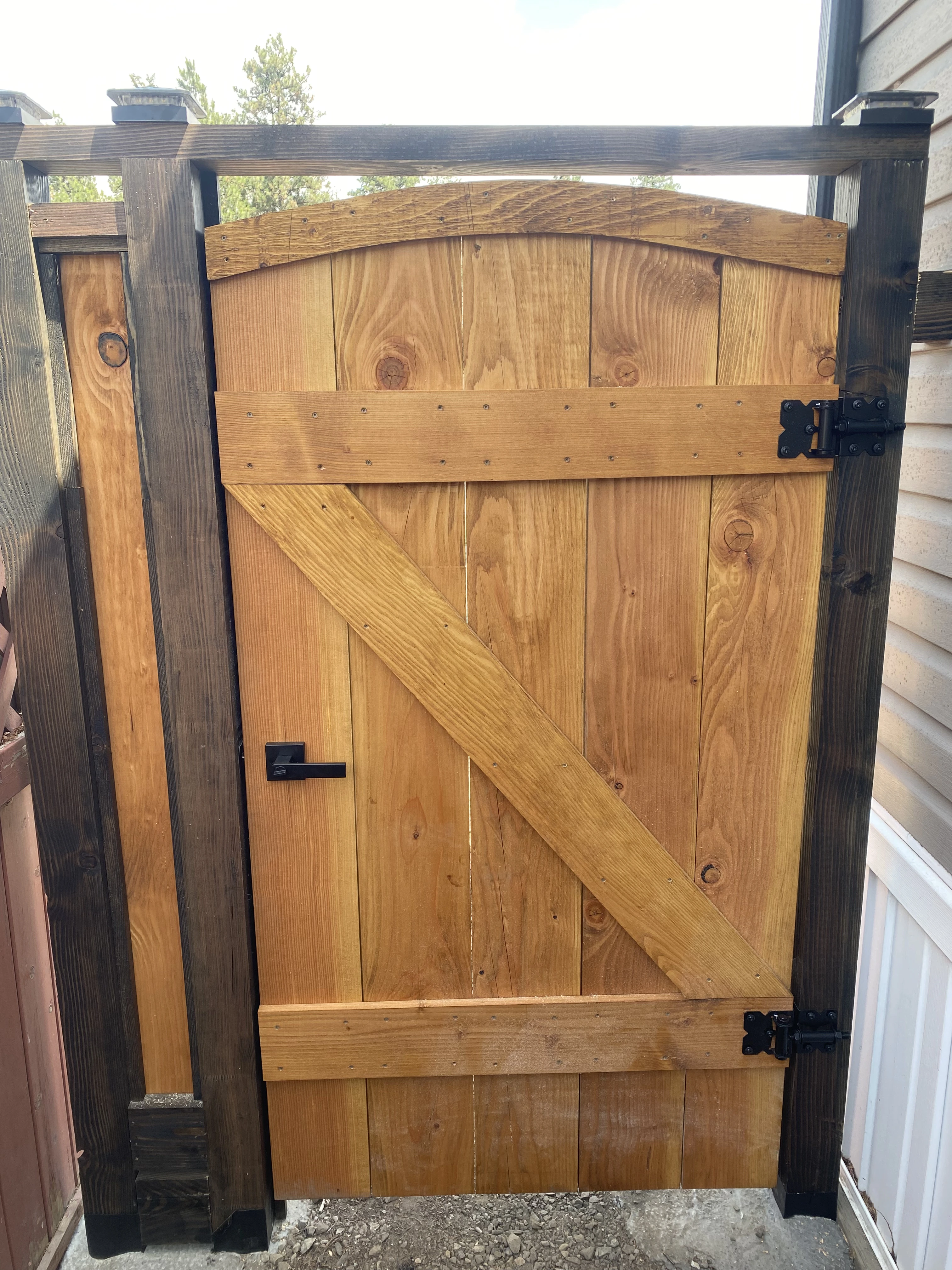 Cedar gate with Z-brace design and black hardware