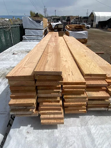 Fresh Coastal Douglas Fir lumber stacked and ready
